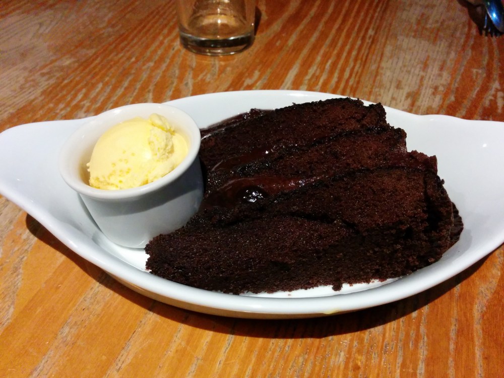 Fudge Cake with Ice Cream at the White Horse