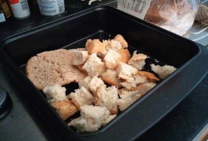A mixture of breads is shown here: Caribbean hard bread, British wholegrain and some random rye and grain stuff that was on clearance.